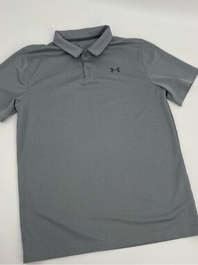 Under Armour Youth XL Gray Tech Golf Polo Shirt School Uniform Active Athleisure